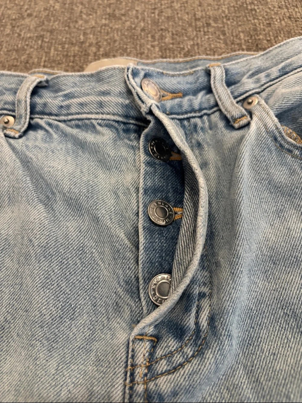 Everlane The Cheeky 90s Long Bermuda Light Wash Frayed Distressed Denim Shorts